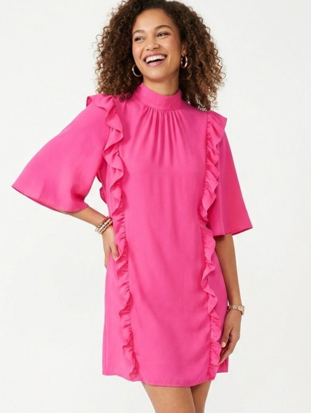 Happy Nature Bright Pink Polyester Shift Dress